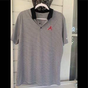 L Atlanta Braves striped polo
